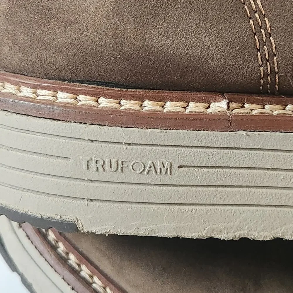 Johnston & Murphy Upton Plain Toe Nubuck Shoes Mens SZ 12M Brown Trufoam Lace Up